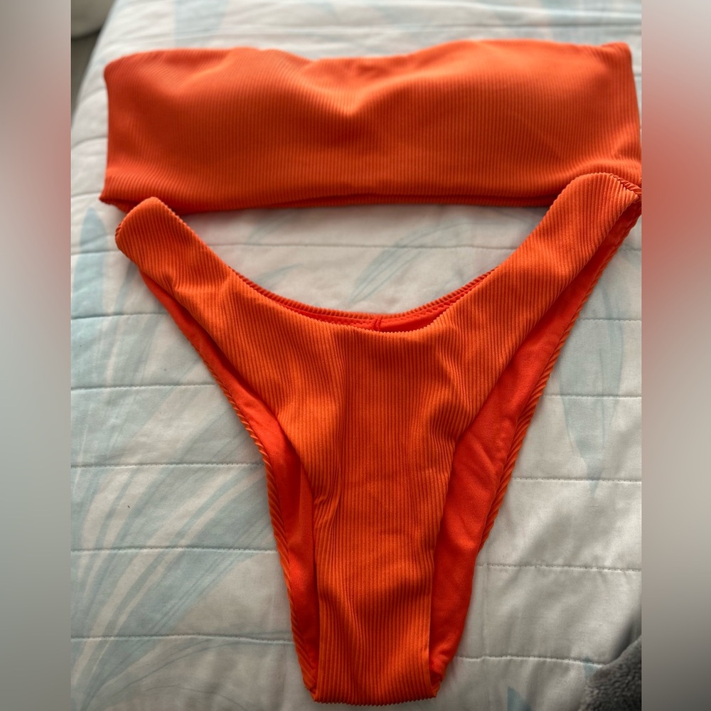 Envya Ribbed Bandeau Two-Piece Bikini Set